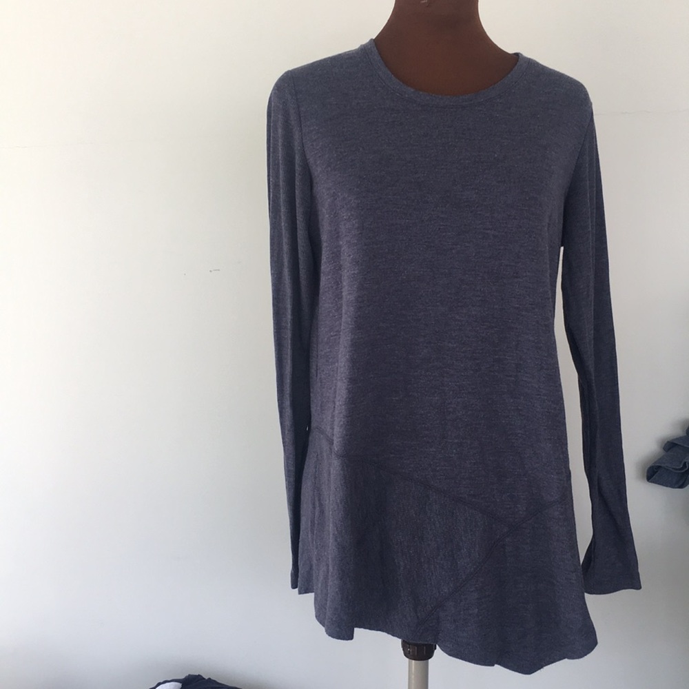 LOGO XS Asymmetrical Hem Top - Purple/Gray